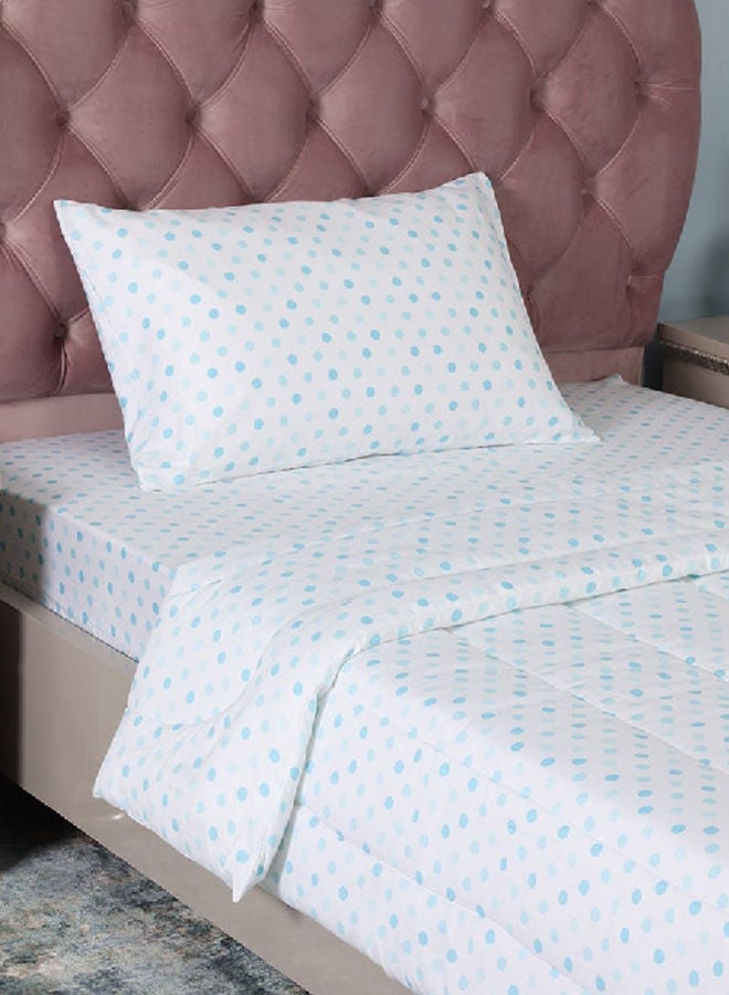 Polkadot Kids Comforter, White & Blue – 150x200 cm, 225 TC