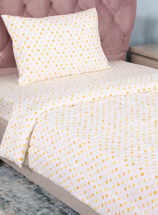 Polkadot Kids Comforter, White & Yellow – 150x200 cm, 225 TC