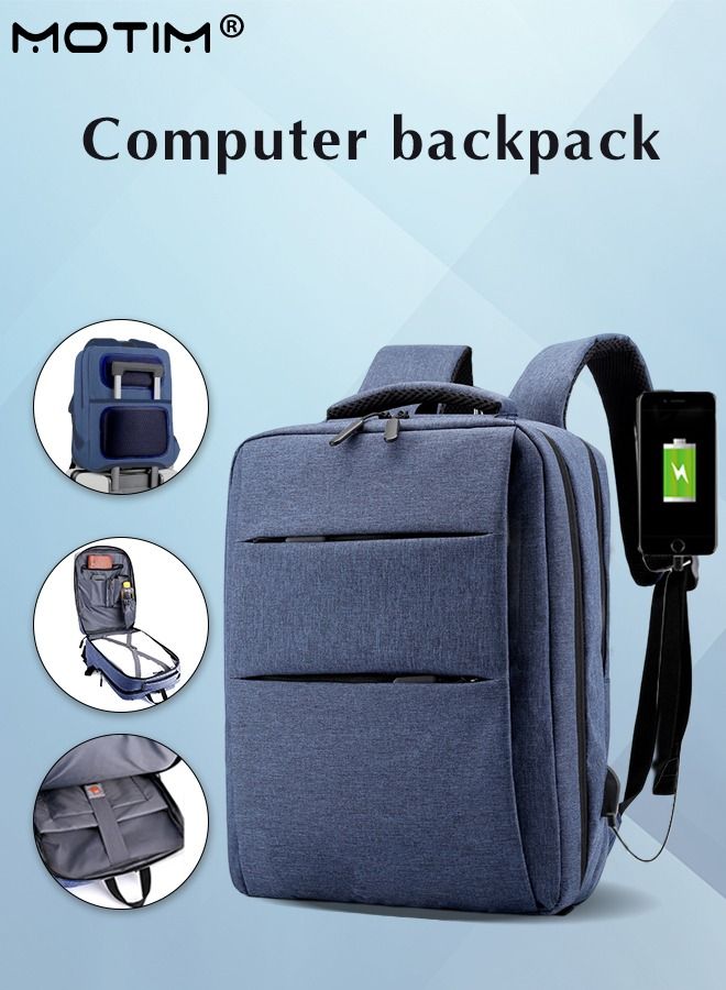 Travel Laptop Backpack Business Slim Waterproof Large Capacity with USB Charging Port Computer School Bag with Independent Computer Compartment Fits 15.6 Inch Laptop