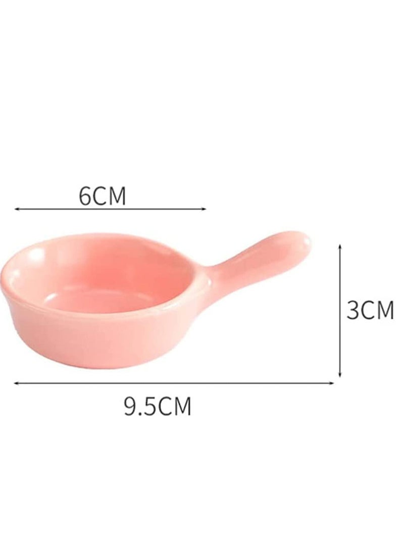 Ceramic Sauce Dishes Chip & Dip Sets Colorful Mini Bowl Set Ketchup Side Dish Tableware Condiment Relish Plate Seasoning Soy Sauce Dishes Stackable Ramekins with Grip Handle (Colorful 5 Pcs)