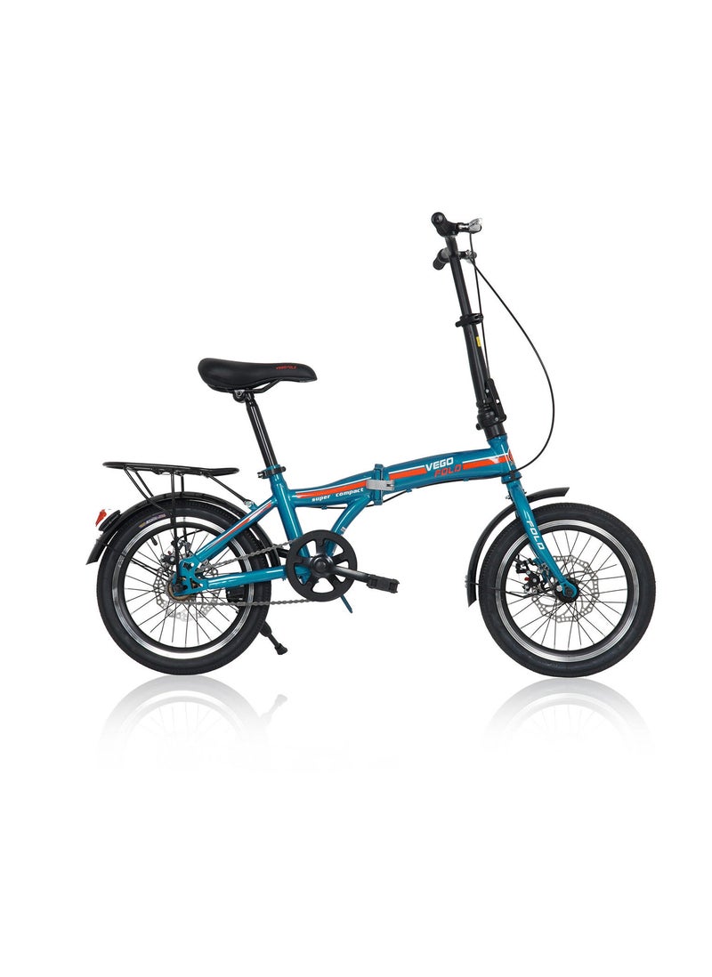 Vego Fold 16 Inch Single Speed Folding Bike - Blue