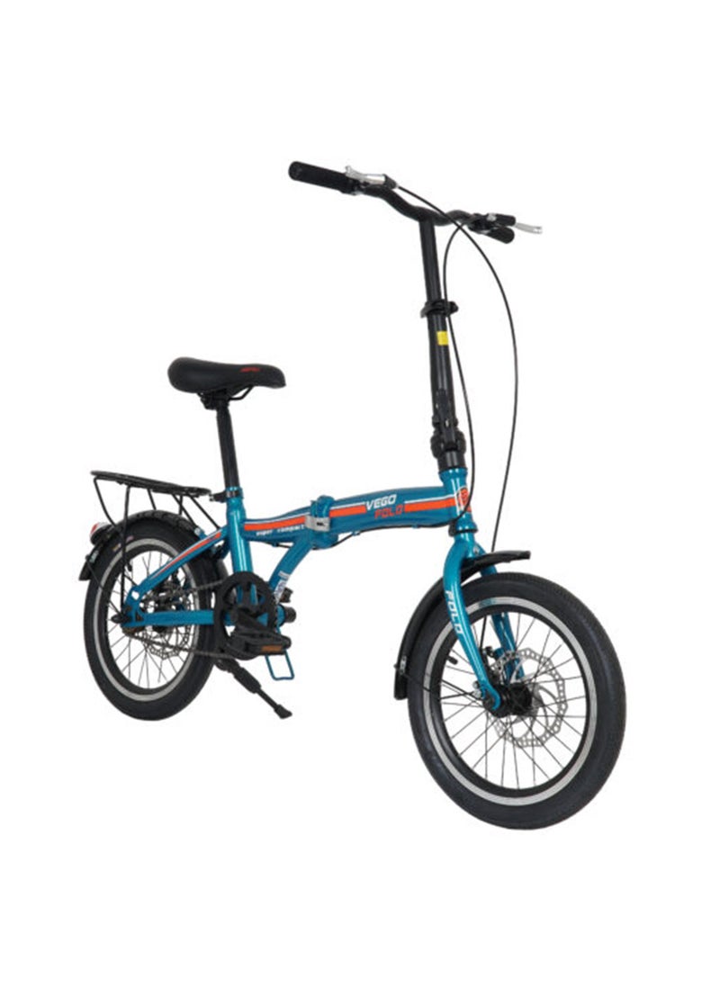 Vego Fold 16 Inch Single Speed Folding Bike - Blue