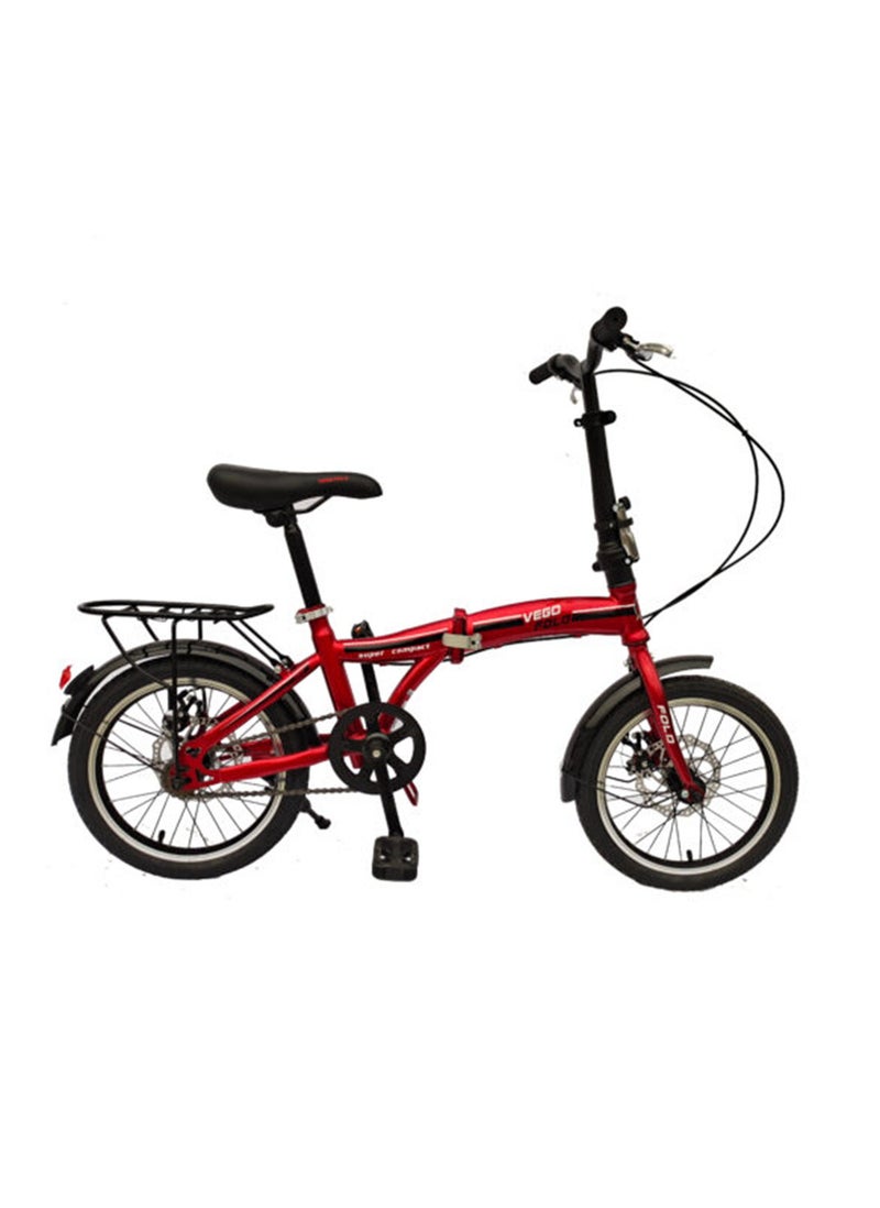 Vego Fold 16 Inch Single Speed Folding Bike - Red