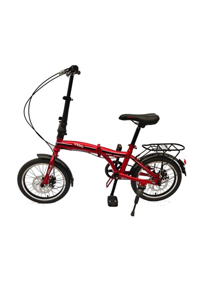 Vego Fold 16 Inch Single Speed Folding Bike - Red