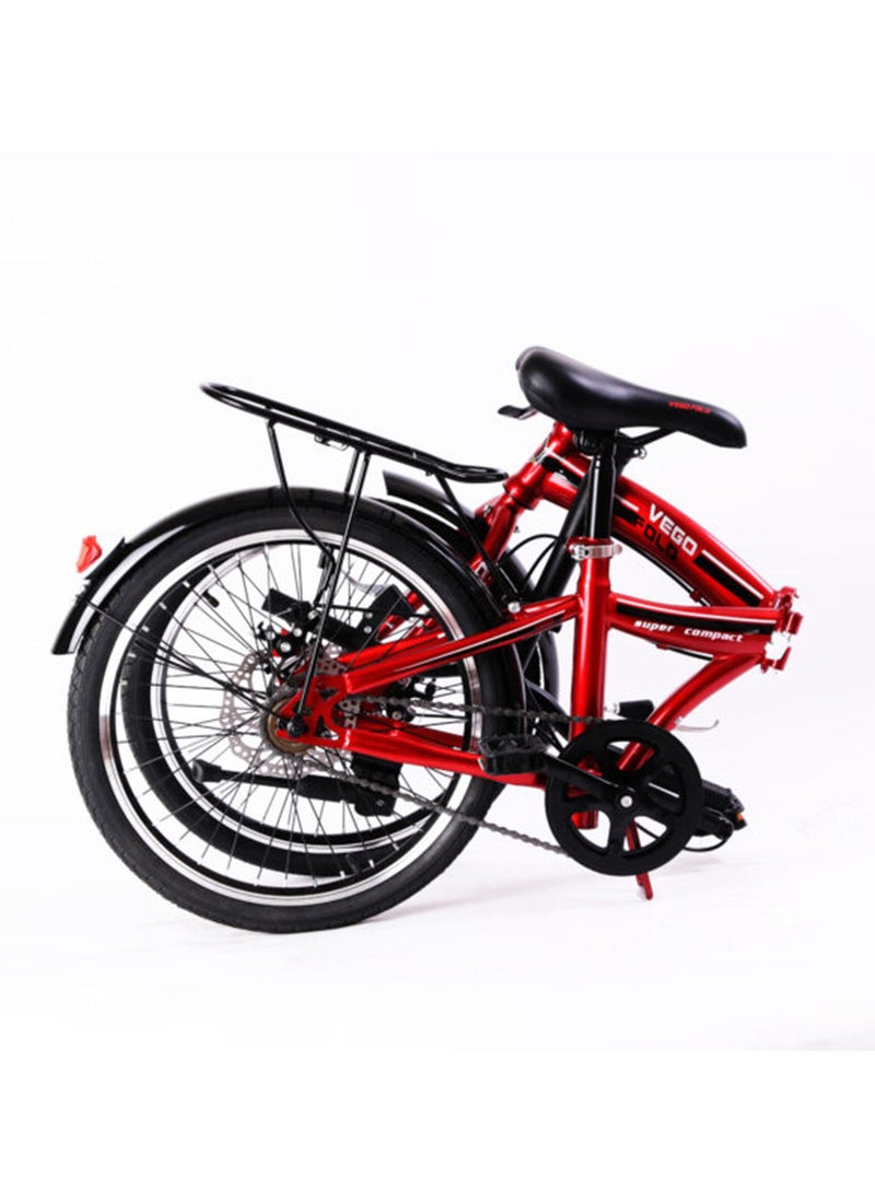 Vego Fold 16 Inch Single Speed Folding Bike - Red