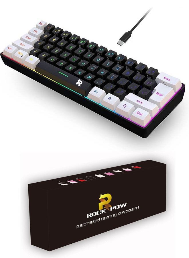 61 Keys RGB Gaming Keyboard 60% Mini Wired Waterproof For Gamer