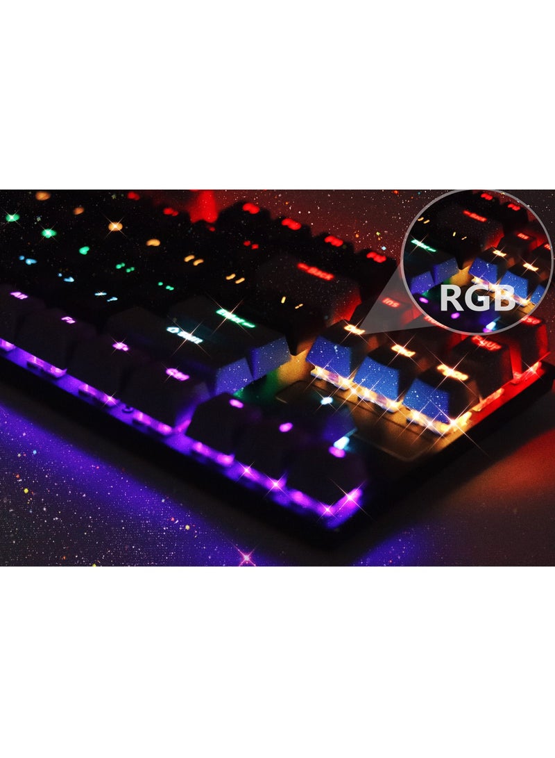 87 Keys Mechan87 Keys Mechanical Gaming Keyboard USB Wired Keyboard Ergonomic Computer Keyboard with RGB LED Backlit Anti-ghosting Splash-Proof Ideal for PC/Macical Gaming Keyboard USB Wired Keyboard