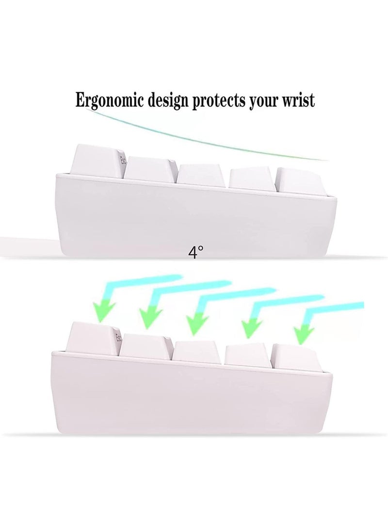 60% Wired Gaming Keyboard, 61 Keys RGB Backlit Wrist Rest Ultra-Compact Mini Waterproof Keyboard for PC Computer Gamer White