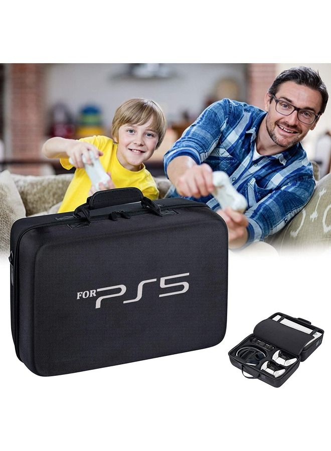 Travel Case Bag for PS5 Shockproof Hard Shell Luxury Waterproof shoulder bag for Playstation 5 Console Digital EVA Storage Organizer for Controllers Cables and Other Accessories Black