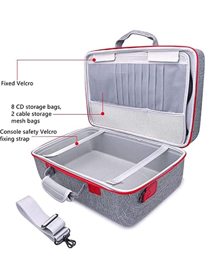 Carrying Case for PS5 EVA Travel Case Bag Compatible Playstation 5 Console Digital Edition Adjustable Handle Bag for PS5 with Strap Grey