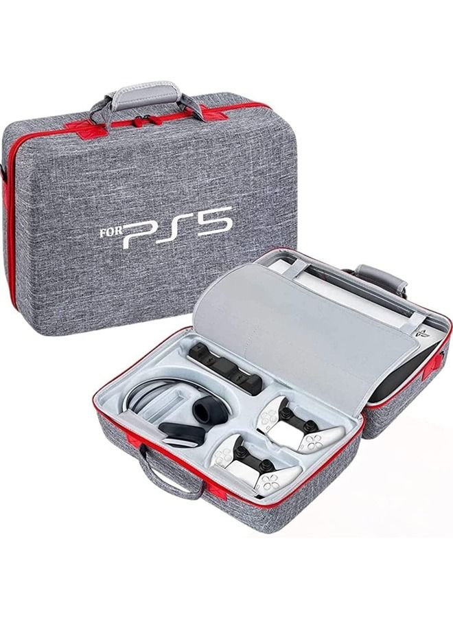 Carrying Case for PS5 EVA Travel Case Bag Compatible Playstation 5 Console Digital Edition Adjustable Handle Bag for PS5 with Strap Grey