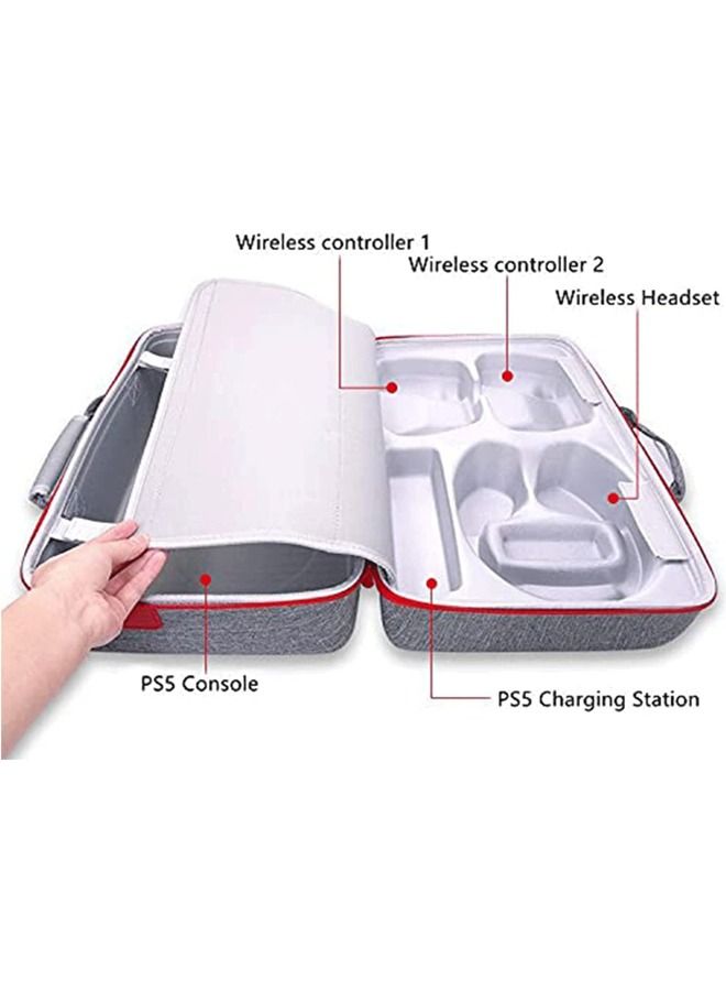 Carrying Case for PS5 EVA Travel Case Bag Compatible Playstation 5 Console Digital Edition Adjustable Handle Bag for PS5 with Strap Grey