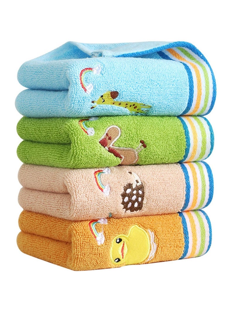 Baby Washcloths, 4 Pack Kids Washcloth Towels, 100% Cotton Kids Face Towels Hand Towels for Bathroom