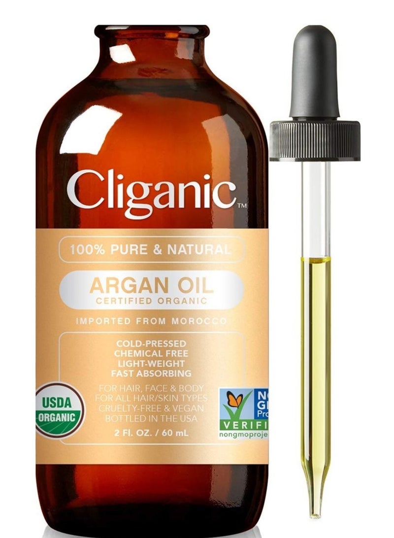 Organic Argan Oil 100% Pure for Hair Face Skin Natural Cold Pressed Carrier Oil