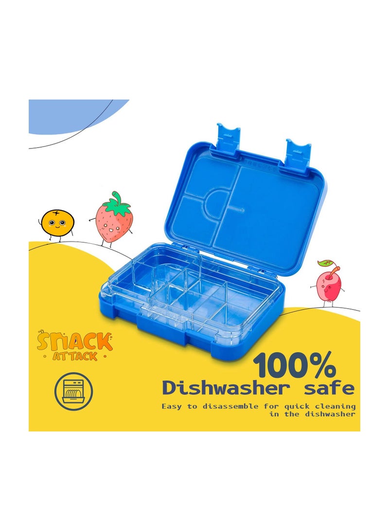 Snack Attack Bento Box or Lunch Boxes for Kids by Snack Attack 4 & 6 Convertible Compartments | Portion Lunch Box | Food Graded Materials BPA FREE & LEAK PROOF| Made of Triton(Neptune Blue)