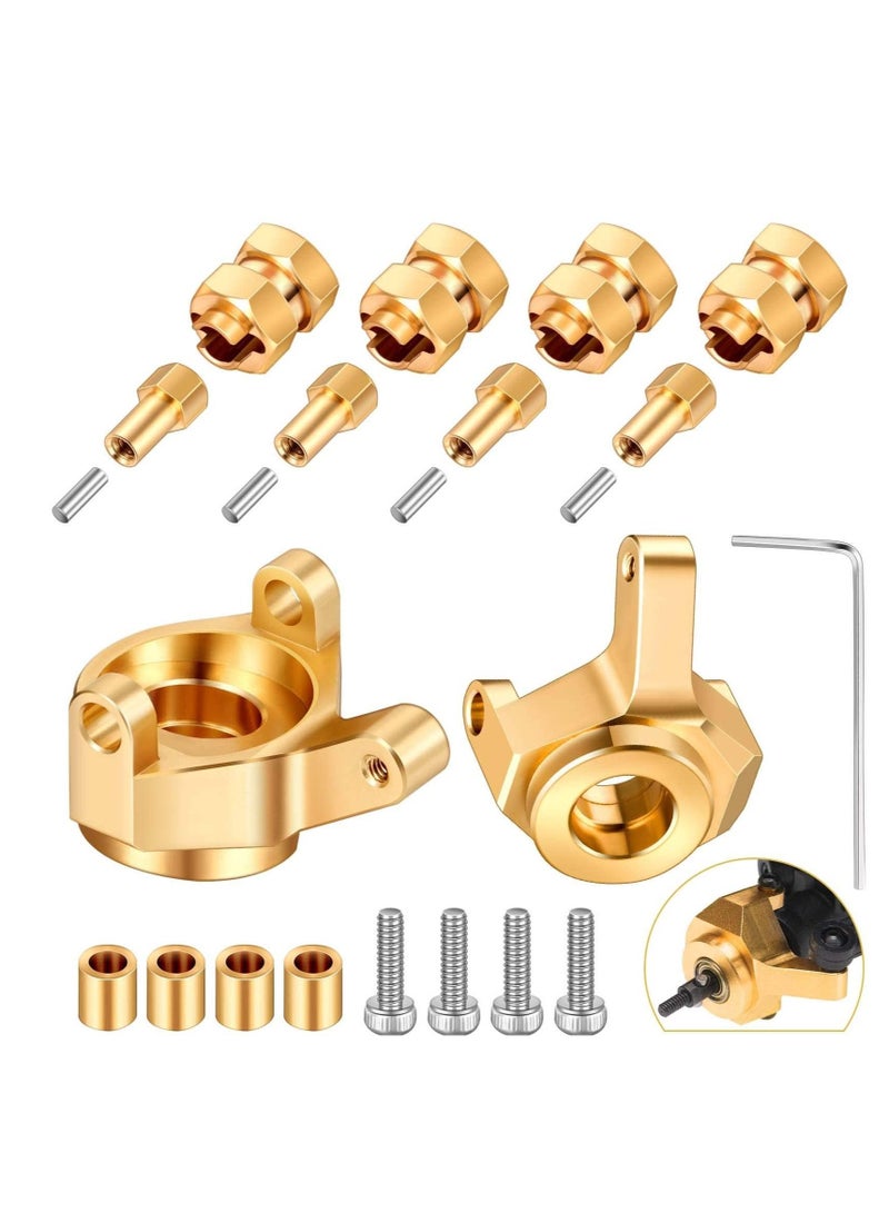 Hex hub Extended Wheel Wheel Spacers Brass Weight Hex Hub Extended Combiner with a Cross Wrench Compatible SCX24 AXI90081 Upgrades Parts 1/24 RC Crawler Car Accessories Golden