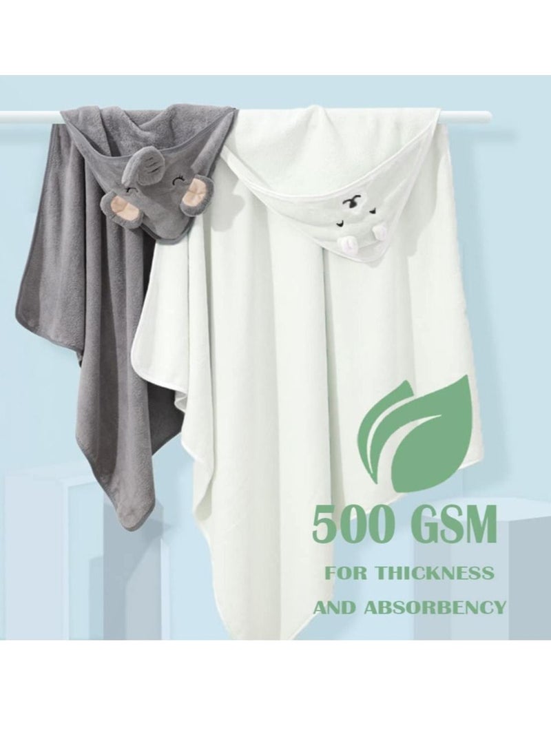 2 Pack Bamboo Hooded Baby Towel Organic Bamboo Bath Towel for Toddler Soft and Super Absorbent Washcloth Machine Washable Towel Keeps Your Baby Warm Cosy