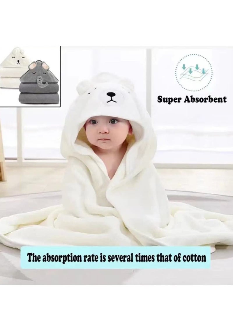 2 Pack Bamboo Hooded Baby Towel Organic Bamboo Bath Towel for Toddler Soft and Super Absorbent Washcloth Machine Washable Towel Keeps Your Baby Warm Cosy