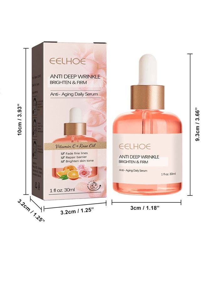 Rose Oil VC Anti Wrinkle Essence 30ml, Fade Fine Lines, Repair Barrier, Brighten Skin Tone