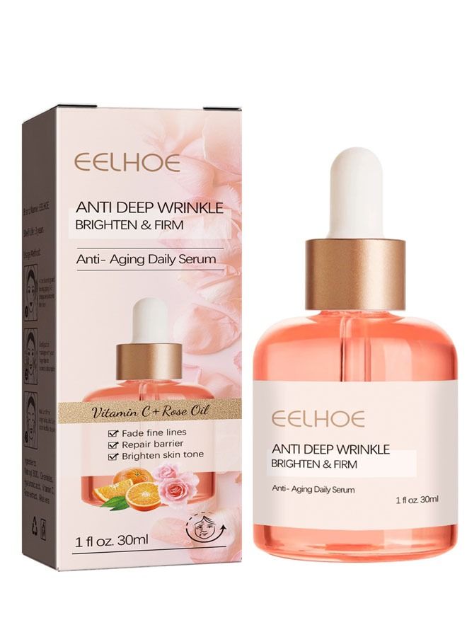 Rose Oil VC Anti Wrinkle Essence 30ml, Fade Fine Lines, Repair Barrier, Brighten Skin Tone