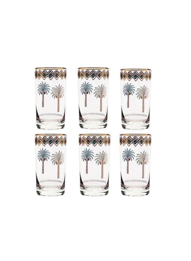 6-Piece Horse Palm Green Long Drink Glasses