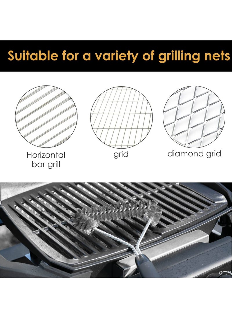 Grill Cleaning Brush 2 Pack Triangle Metal Bristles Cleaner with Scraper and Long Handle Stainless Grill Grate Cleaner Perfect for All Grilling Tools