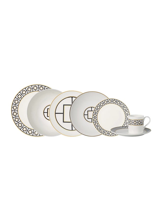 37-Piece Metrochic Dinner Set White/Black/Gold