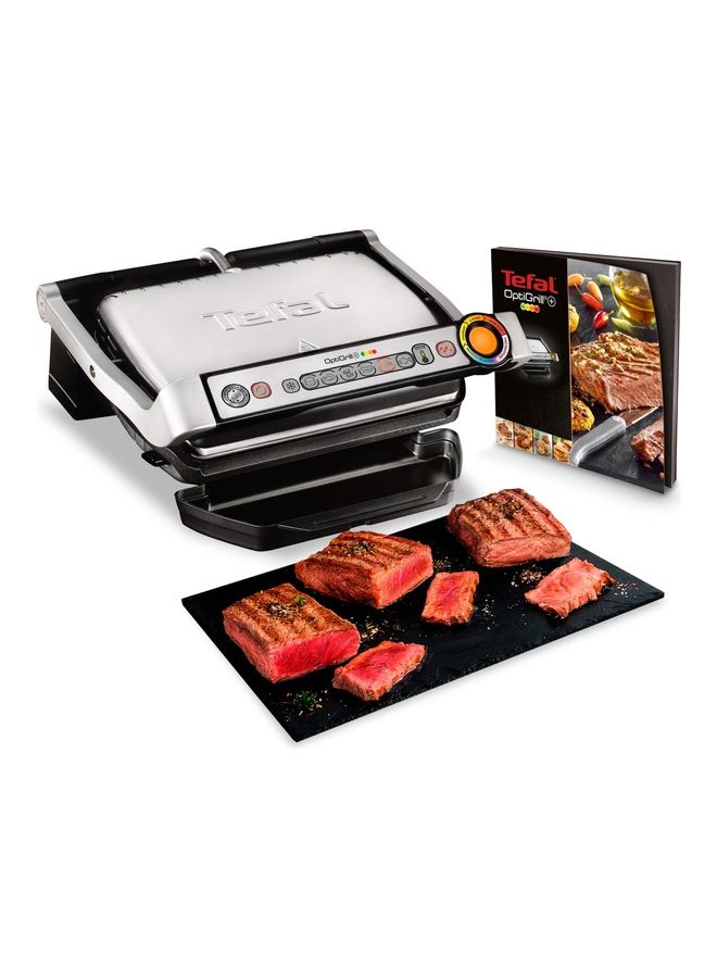 OptiGrill Intelligent Contact Grill 4-6 Portions, 6 Automatic Settings, Stainless Steel, Temperature Control, Non-Stick Coated Plates, 30 x 20 Cm 2000 W GC712D Black/Silver