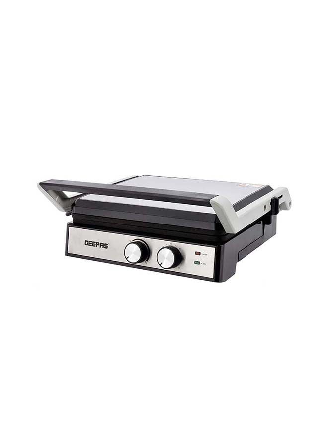 Stainless Steel Grill Maker, Panini Maker| Open Flat Up To 180 |  Timer & Temperature Control | Non-Stick Cooking Plate & Cool Touch Handle | Panini Press Grill 2000 W GGM36539 Silver/Black