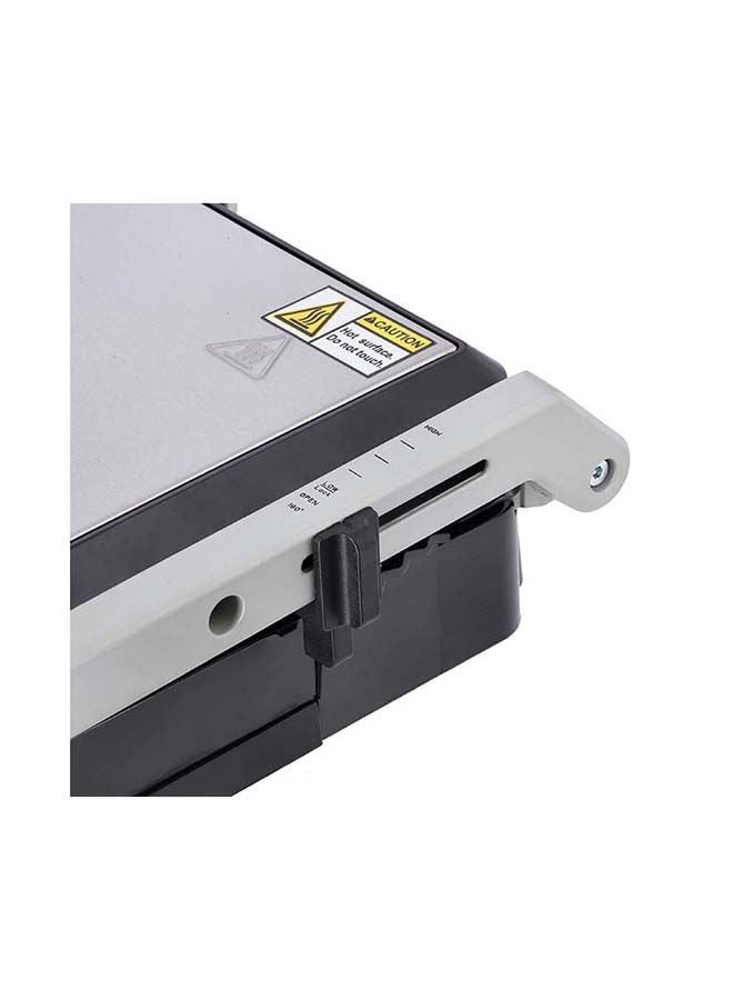 Stainless Steel Grill Maker, Panini Maker| Open Flat Up To 180 |  Timer & Temperature Control | Non-Stick Cooking Plate & Cool Touch Handle | Panini Press Grill 2000 W GGM36539 Silver/Black