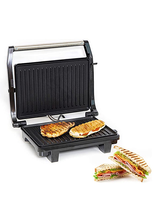 Stainless Steel Grill Maker, Panini Maker| Open Flat Up To 180 |  Timer & Temperature Control | Non-Stick Cooking Plate & Cool Touch Handle | Panini Press Grill 2000 W GGM36539 Silver/Black