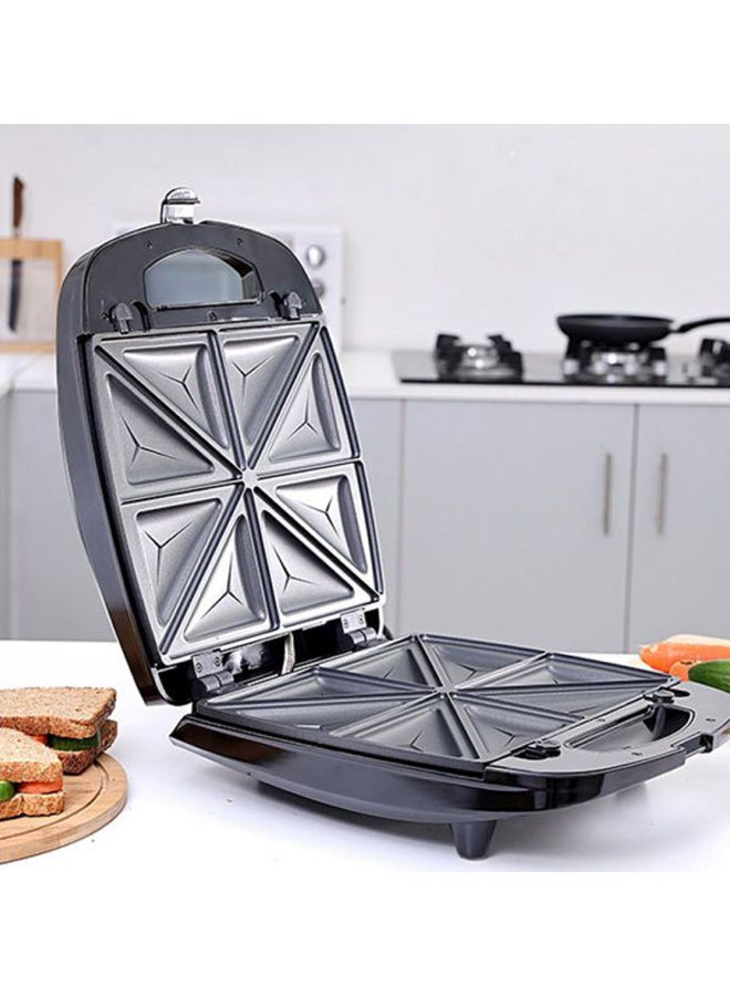 Multi-Snacks Maker 2-in-1, 8 Slice Sandwich Maker | Non-Stick Detachable Cooking Plate | Cooks Delicious Crispy Sandwiches | Cool Touch Handle | Automatic Temperature Control GSM5444 Silver