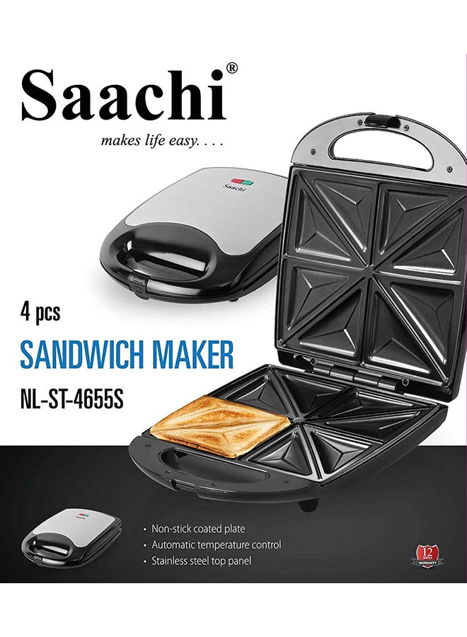 8-Slice Non Stick Sandwich Maker 1100 W NL-ST-4655-BK Black/Silver