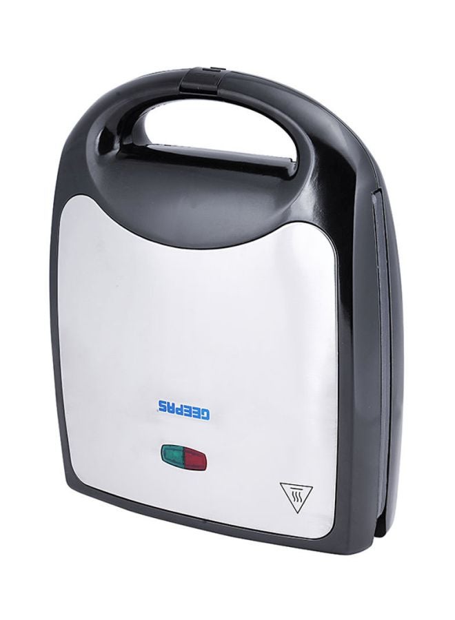 4 Slice Sandwich Maker- Automatic Temperature control- GST5391-  1100W Cooks Delicious Crispy Sandwiches - Cool Touch Handle, Non-Stick Plate - Breakfast Sandwiches & Cheese Snack 1100 W GST5391 Silver/Black