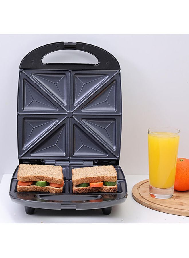 4 Slice Sandwich Maker- Automatic Temperature control- GST5391-  1100W Cooks Delicious Crispy Sandwiches - Cool Touch Handle, Non-Stick Plate - Breakfast Sandwiches & Cheese Snack 1100 W GST5391 Silver/Black