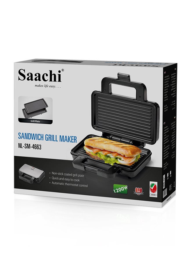 Sandwich Maker/Grill 1200 W NL-SM-4663-BK Black