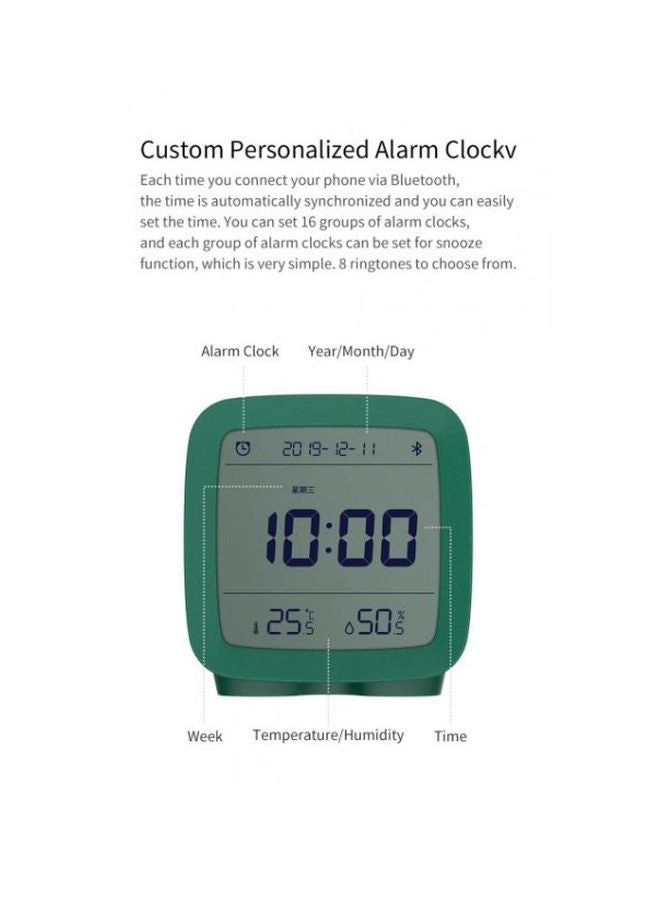 LCD Screen Adjustable Nightlight Alarm Clock Green 80.3x41x83mm