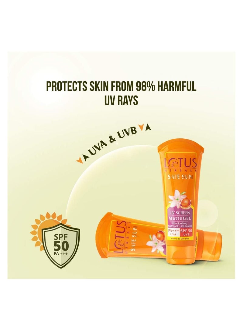 Lotus Herbals UV Screen Matte Gel SPF 50 100Gm and Sun Block Cream SPF 30 100gm