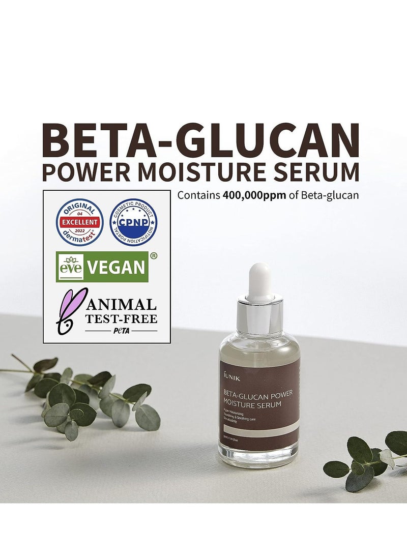 Beta-Glucan Power Deep Moisture Vegan Serum 400,000 ppm Intense Hydration Mushroom Yeast Extracts Naturally-derived - Dry Mature Sagging Sensitive Skin Cell Regenerating Lifting Korean Skincare