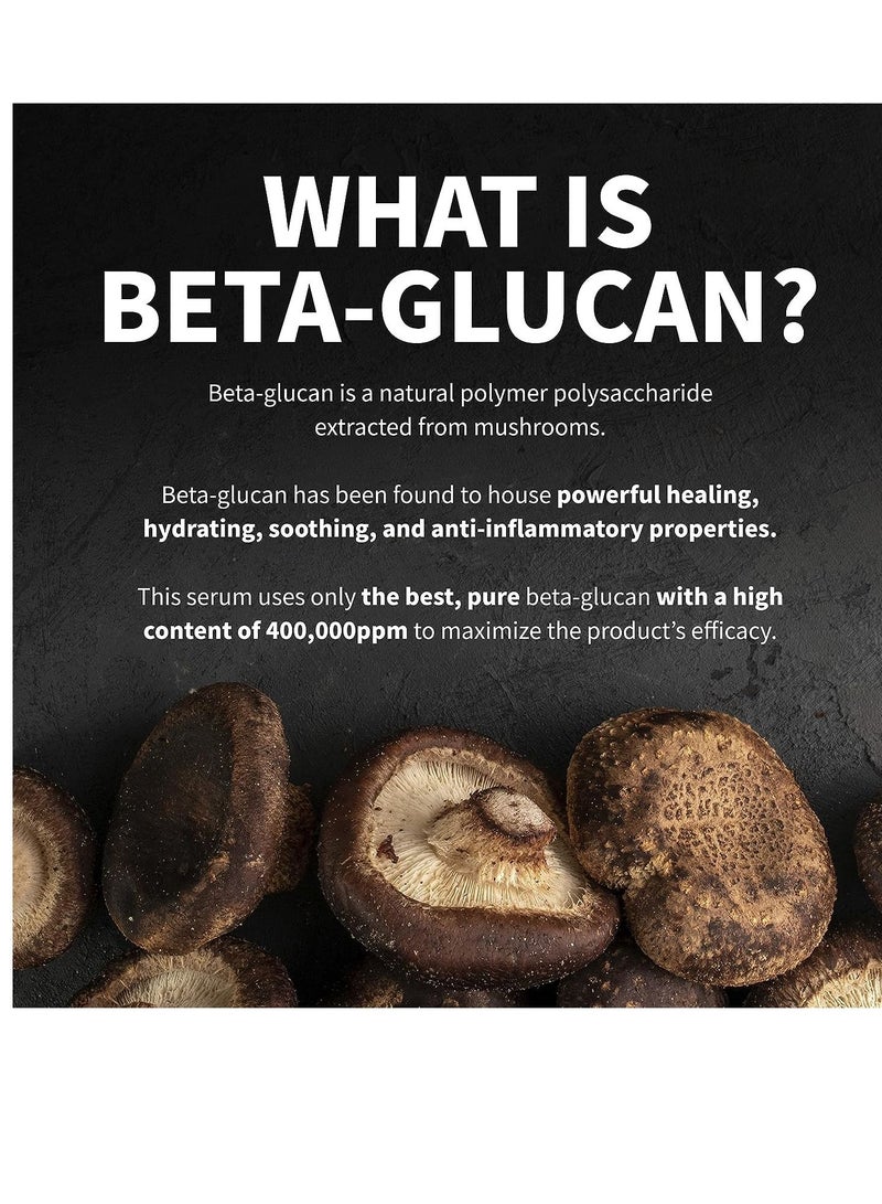 Beta-Glucan Power Deep Moisture Vegan Serum 400,000 ppm Intense Hydration Mushroom Yeast Extracts Naturally-derived - Dry Mature Sagging Sensitive Skin Cell Regenerating Lifting Korean Skincare