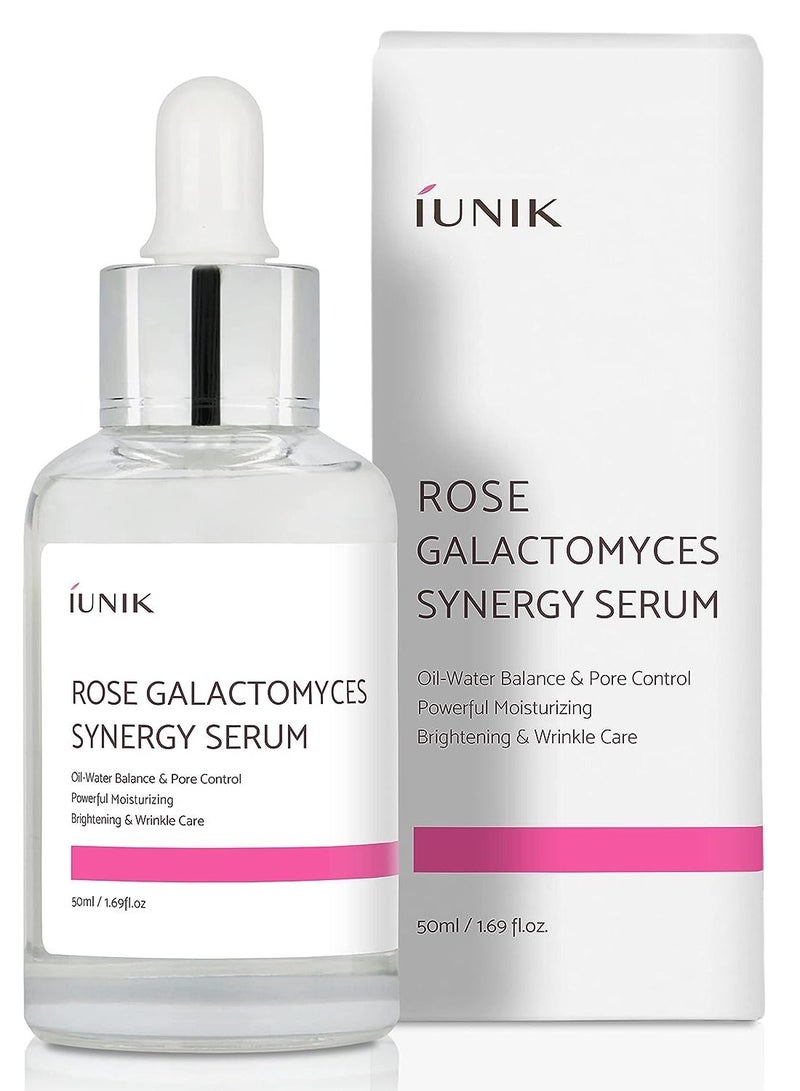 Rose Galactomyces Synergy Vegan Face Serum 1.69 Fl Oz Naturally Fermented Rose Water Hydrating Ampoule Serum Deep Moisturizing Pore Minimizing Alcohol-free Chemical-free Korean Skincare
