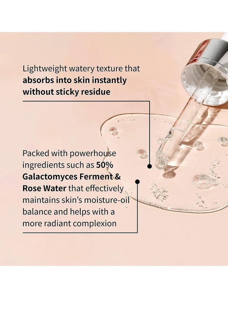 Rose Galactomyces Synergy Vegan Face Serum 1.69 Fl Oz Naturally Fermented Rose Water Hydrating Ampoule Serum Deep Moisturizing Pore Minimizing Alcohol-free Chemical-free Korean Skincare