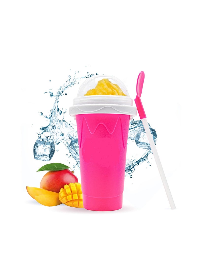 Frozen Magic Slushy Cup, Smoothie Cup with Lid and Straw (Pink)