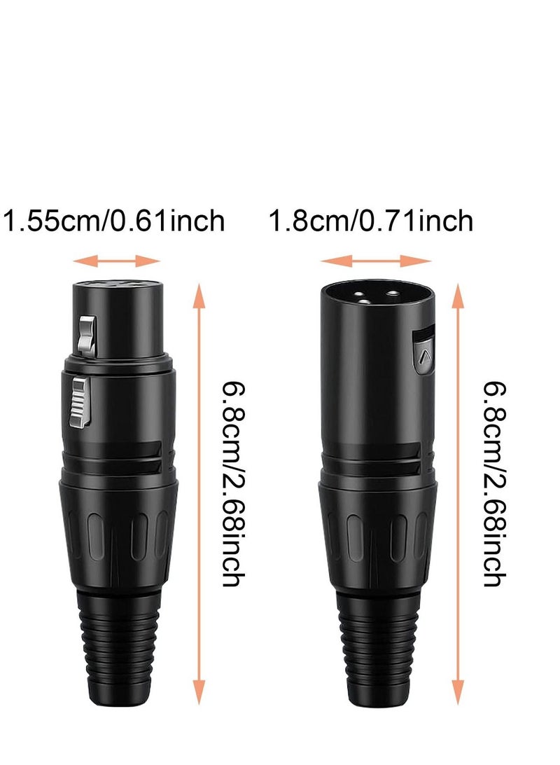 10 PCS XLR Connector, 5 Male and 5 Female XLR Mic Microphone Connector, 3 Pins Ultra-Low Noise Microphone and High Conductivity Audio Socket