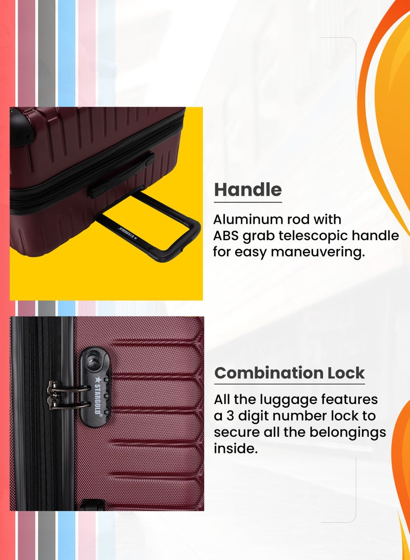 4 Pack Of Hardside Spinner Number Locked Luggage Trolley