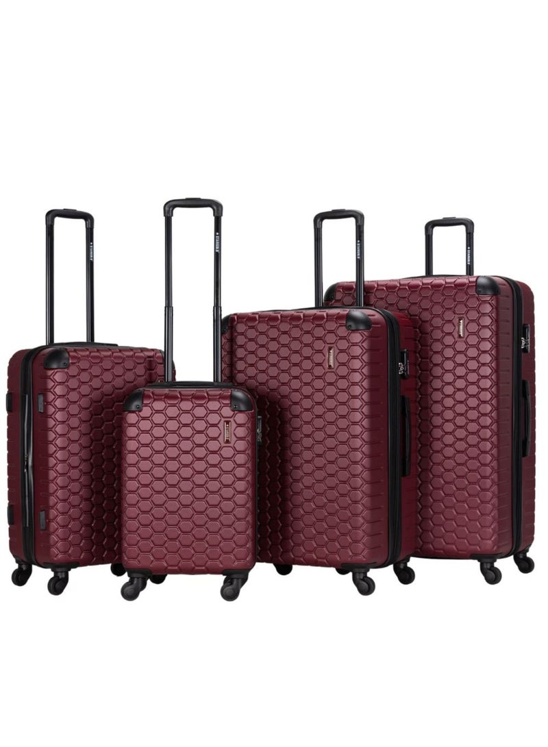 4 Pack Of Hardside Spinner Number Locked Luggage Trolley
