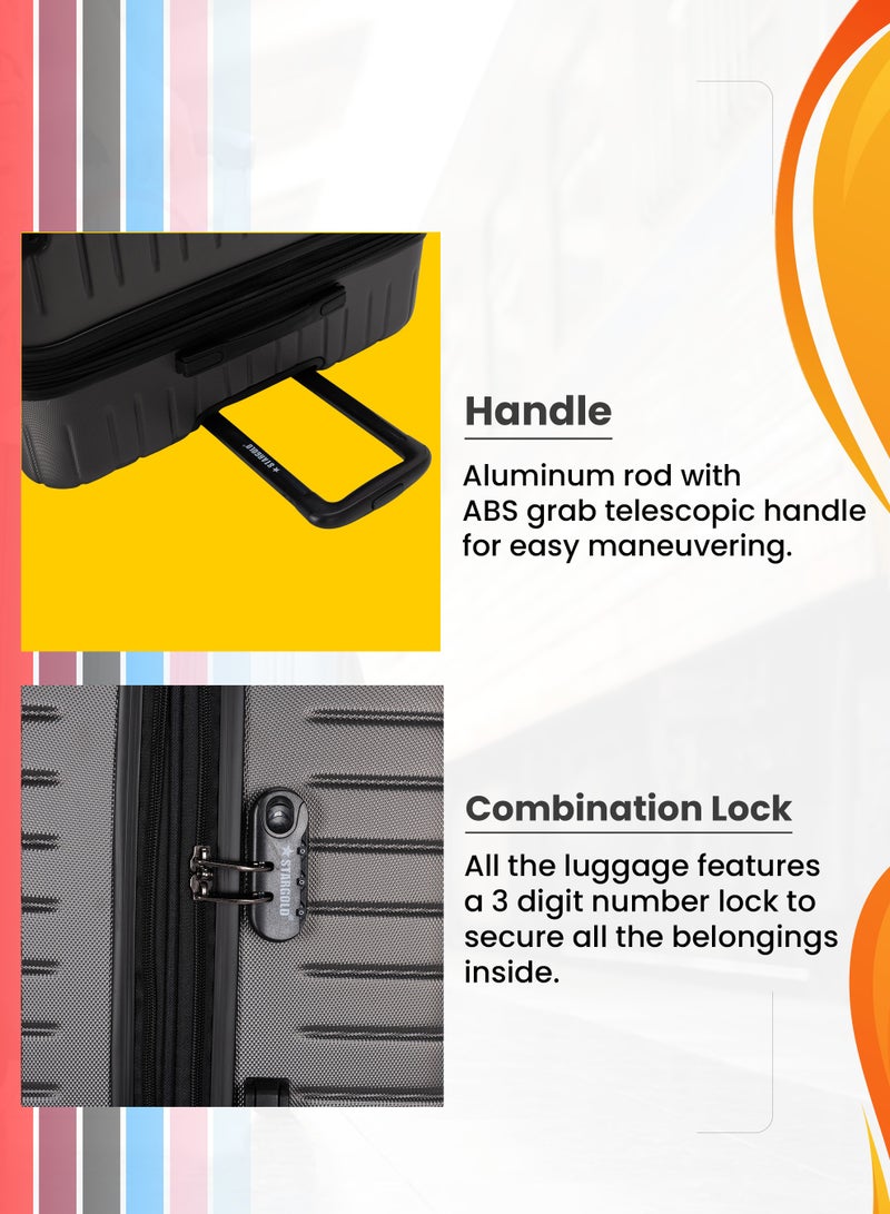 4 Pack Of Hardside Spinner Number Locked Luggage Trolley