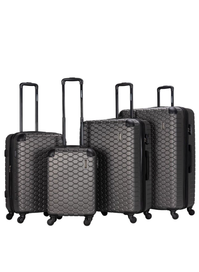 4 Pack Of Hardside Spinner Number Locked Luggage Trolley
