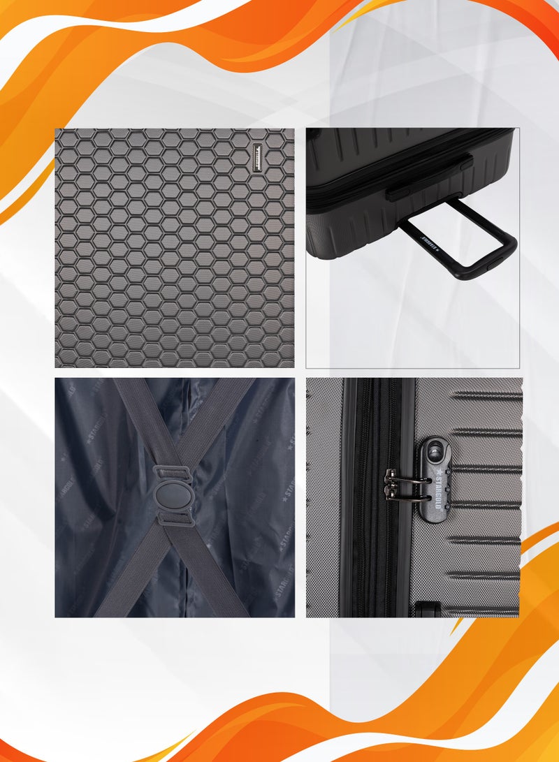 4 Pack Of Hardside Spinner Number Locked Luggage Trolley