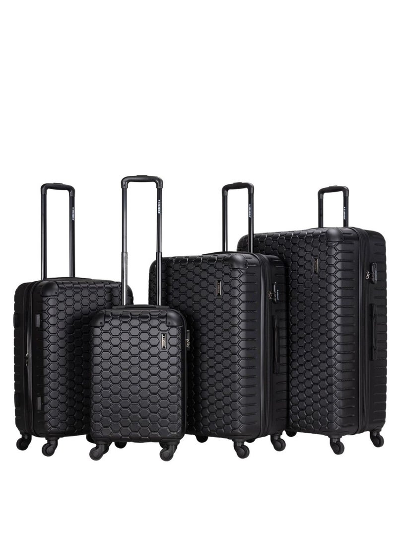 4 Pack Of Hardside Spinner Number Locked Luggage Trolley